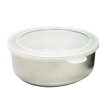 ECHO 不鏽鋼淺圓型保鮮盒 12cm 3入組 - 台灣製造，食品級不鏽鋼保鮮盒，冰箱收納好幫手  3個  1組