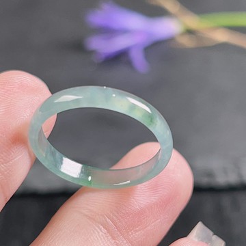 【求‧緣】冰藍水翡翠戒指戒圈 | 國際16圍 | 天然翡翠A貨 | 送禮