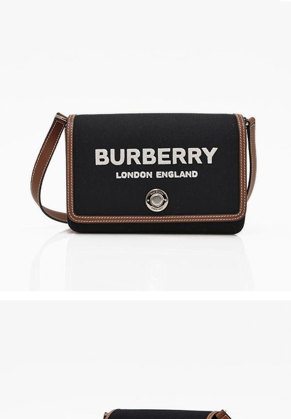 BURBERRY テクニカルコットン レザー ミニ ノートバッグ ブラック