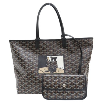 【二手名牌BRAND OFF】GOYARD 高雅德 黑色 PVC塗層帆布 Saint Louis PM 托特包
