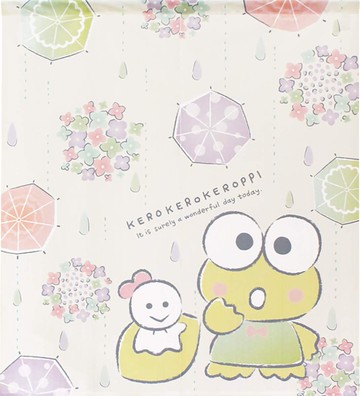 大眼蛙 Keroppi 短門簾85x90cm，簾子/掛飾/長門簾/門簾/蚊帳/窗簾/卡通門簾，X射線【C922209】
