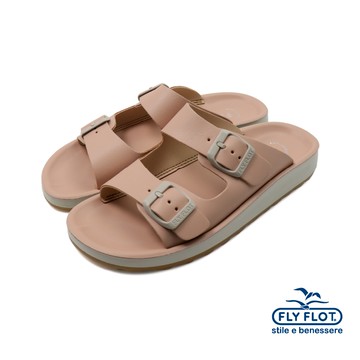 【FLYFLOT】義大利原廠馬卡龍色系兩節釦式涼拖鞋 粉色(77077-ZZ-PIN)