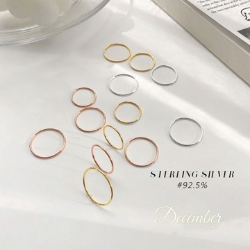 [December 現貨]尾戒 純銀線戒 925純銀素面戒指多尺寸 戒指女生 戒指 手飾 細戒指 飾品 簡約百搭銀戒指