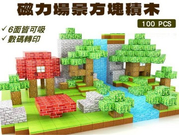 @貨比三家不吃虧@磁力場景方塊積木 DIY 磁力方塊 村莊拼裝 趣味 磁吸方塊 百變 迷你 場景磁吸 植物 結構方塊