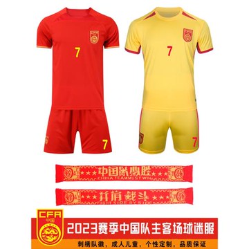 亞洲杯中國隊球衣男女足短袖足球服兒童成人同款隊服套裝 武磊7號