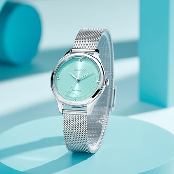 CITIZEN 星辰 光動能米蘭風采時尚女錶/藍月/32mm/EM0501-89M