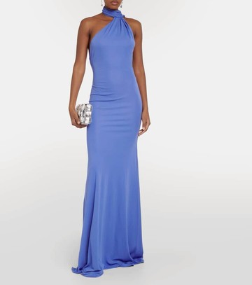 Alex Perry Scarf-detail open-back jersey gown