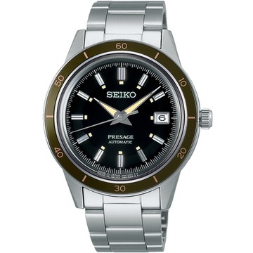 SEIKO 精工 60s復古PRESAGE 墨綠色面盤錶-40.8mm4R35-05A0G SRPG07J1) SK014