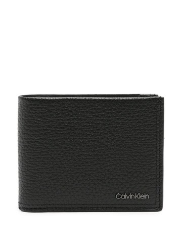 Calvin Klein - logo-plaque bi-fold leather wallet - men - Calf Leather - One Size - Black