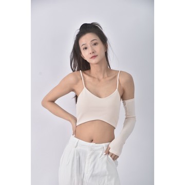 (S) 【安于晴Charlene私服】質感吊帶杏色上衣二手衣