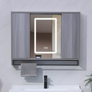 附發票 【破損包換】ing新式實木推拉門風水鏡櫃  衛生間收納隱藏式鏡櫃  智能收納梳妝鏡櫃ins