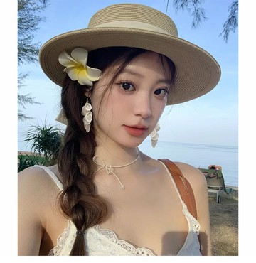 長流蘇貝殼耳環海邊2024新款耳夾女無耳洞氣質誇張耳飾度假風耳墜【淘夢屋】