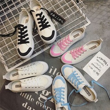 帆布鞋繫帶休閒鞋-時尚撞色學院風精選女鞋子4色73no20【獨家進口】【米蘭精品】