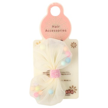 akachan honpo - 粉嫩珠珠蝴蝶結止滑髮夾-白色