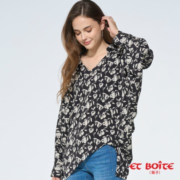 【新年爆殺價↘$688】V領飛鼠袖襯衫(花紋) - BLUE WAY ET BOiTE 箱子