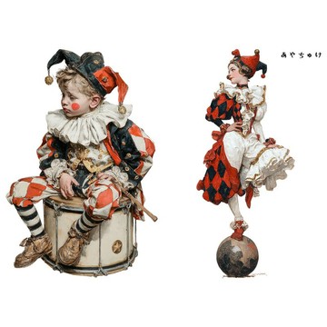 【6 月新品】08-136-0164 人物貼紙 馬戲團・復古風格