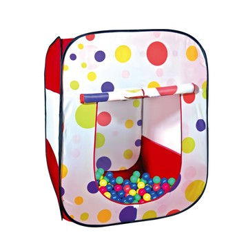 普普風點點四角帳篷球屋 自動彈開 附贈台灣製塑膠球100顆  85 x 85 x 100cm  彩色  1組
