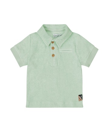 素面綠色毛巾布短袖POLO衫68cm