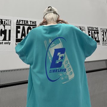 短袖t恤男夏季美式復古印花寬松大碼五分袖上衣高街潮牌休閑體恤