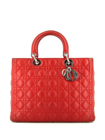 Christian Dior - pre-owned Cannage Lady Dior handbag - women - Leather - One Size - Red