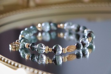 招財綠幽靈盆景手鍊原礦設計 /  古樸 - 綠幽靈