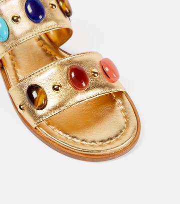 Gianvito Rossi Shanti embellished metallic leather sandals