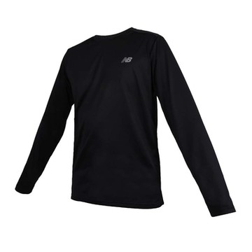 NEWBALANCE 男長袖T恤-快乾技術 休閒 上衣 MT41225BK 黑銀