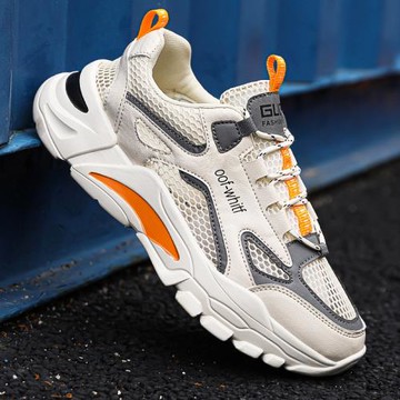 夏季透氣男鞋2025年新款青少年網面運動跑步休閑老爹增高網鞋潮鞋