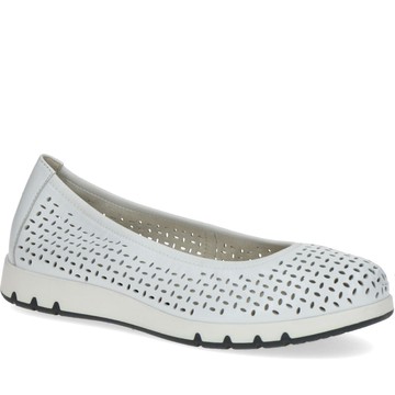 CAPRICE WHITE SOFTNAP CASUAL CLOSED BALLERINAS 白色女款鞋子