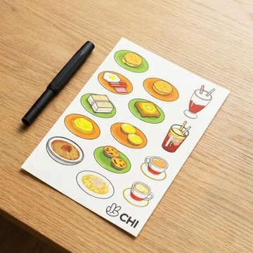 香港茶餐廳特色手信手帳紙紋貼紙插畫文具筆記本拼貼