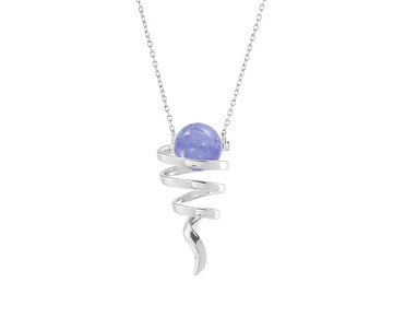 波浪形坦桑石項鍊 12月誕生石時尚吊墜 簡約925純銀抽象漩渦墜子