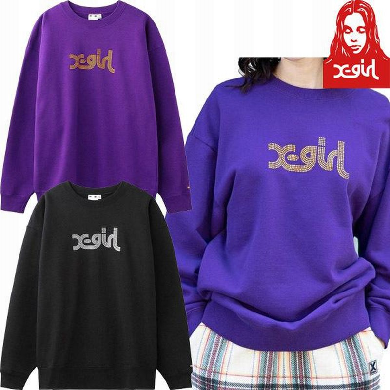 ☆セール SALE☆ エックスガール X-GIRL RHINESTONE LOGO CREW SWEAT