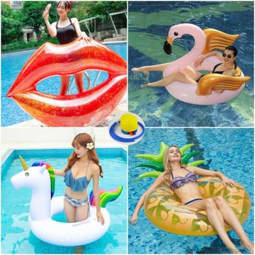 新款金翅膀火烈鳥/獨角獸成人泳圈  愛心/魚/嘴唇/孔雀兒童浮圈
