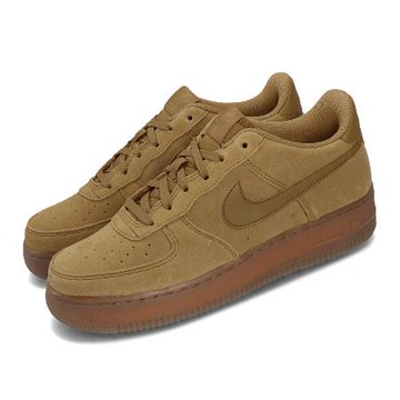 Nike 休閒鞋 Air Force 1 LV8 3 GS 咖啡 駝色 大童鞋 女鞋 AF1 麂皮 BQ5485-700