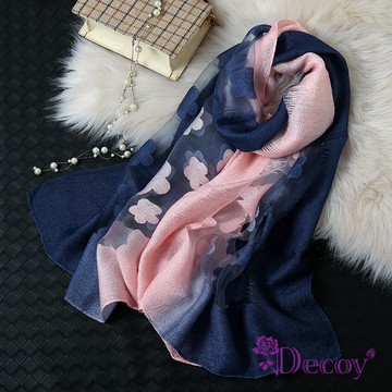 【Decoy】雙色梅花＊漸變名媛雪紡紗透膚披肩圍巾/2色可選