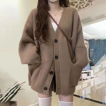 中長款外衣 毛衣女 外套女 秋冬外搭 日系慵懶外套 復古外衣 穿搭軟糯針織衫 開衫女