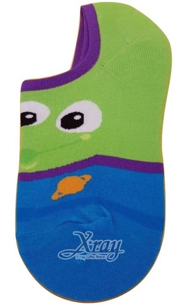 三眼怪Little Green Men矽膠止滑隱形襪，短襪/船型襪/卡通襪子/運動襪/長襪，X射線【C100889】