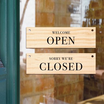 【心作製造】【Open.Closed】現貨台灣製 木牌 標語 指引牌 告示牌 門牌 菜牌 掛牌 吊牌 松木原木 木頭木板