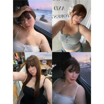 Boolibyoo強推！日常！大碼辣妹性感花邊針織背心女2024新款內搭