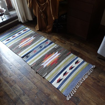 犛牛混羊毛手工織地毯— 安好 • 綠粉藍