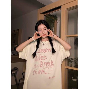 現貨當天出！100%純棉美式短袖 美式大t 大尺碼女裝 寬鬆長版t 美式復古oversize t恤短袖上衣女下半身失蹤