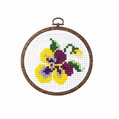 オリムパス 刺繍 キット クロスステッチ パンジー フープ付 メール便/宅配便可  no-7357