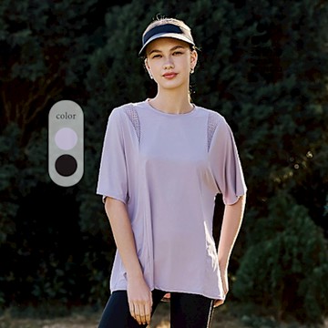 元動力 細網拼接側開衩上衣(兩色；S-L)