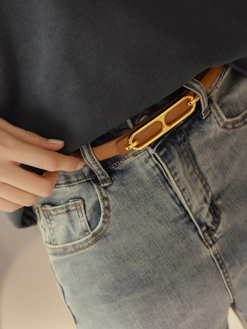 質感金屬釦皮革腰帶/皮帶(一般/加長)