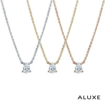 ALUXE 亞立詩 18K金 鑽石項鍊 簡約水滴 梨形鑽 NN0952
