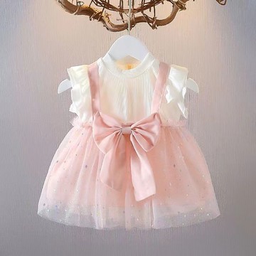 Healthy baby 女漢服 裙子 夏季3歲超仙網紗裙兒童洋氣中國風公主裙時髦兒童短袖 連衣裙 女孩 裙子  兒童