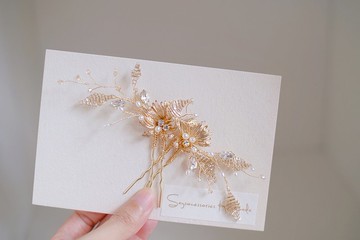 Wedding headpiece (set of 2),金色新娘頭飾,旗袍髪飾,手工頭飾