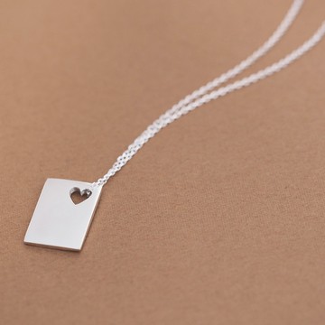 心形+方形項鍊銀925