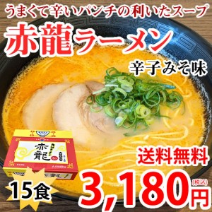 ラーメン 赤龍ラーメン 辛子みそ味 送料無料 15食 日の出製粉 熊本ラーメン お取り寄せ 辛子味噌ラーメン ピリ辛ラーメン 九州ラーメン