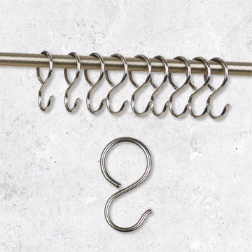 Home Desyne捷安傢飾 現貨304不鏽鋼收納S鉤10入組 台灣製銀色 多用途雙頭應用窗簾窗飾中鋼鐵材 耐用DIY